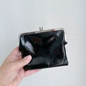 HOBO Black Patent Leather Kiss-Lock Wallet